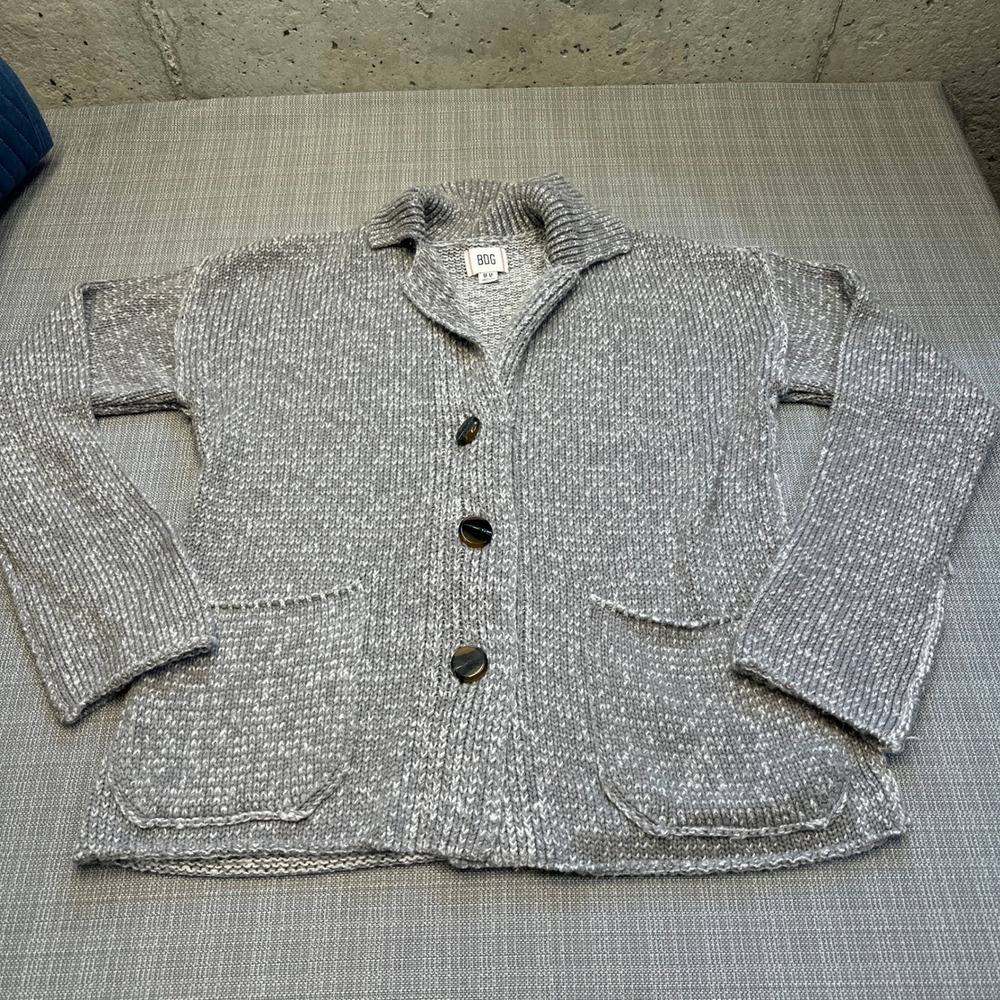 BDG Urban Outfitters Gray Chunky Knit Button Front Cardigan Sweater Women Medium